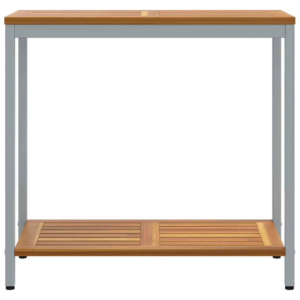Tisch für Outdoor mit Regal Natürlich und Grau 80 x 35 x 75 cm