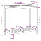 Tisch für Outdoor mit Regal Natürlich und Grau 80 x 35 x 75 cm