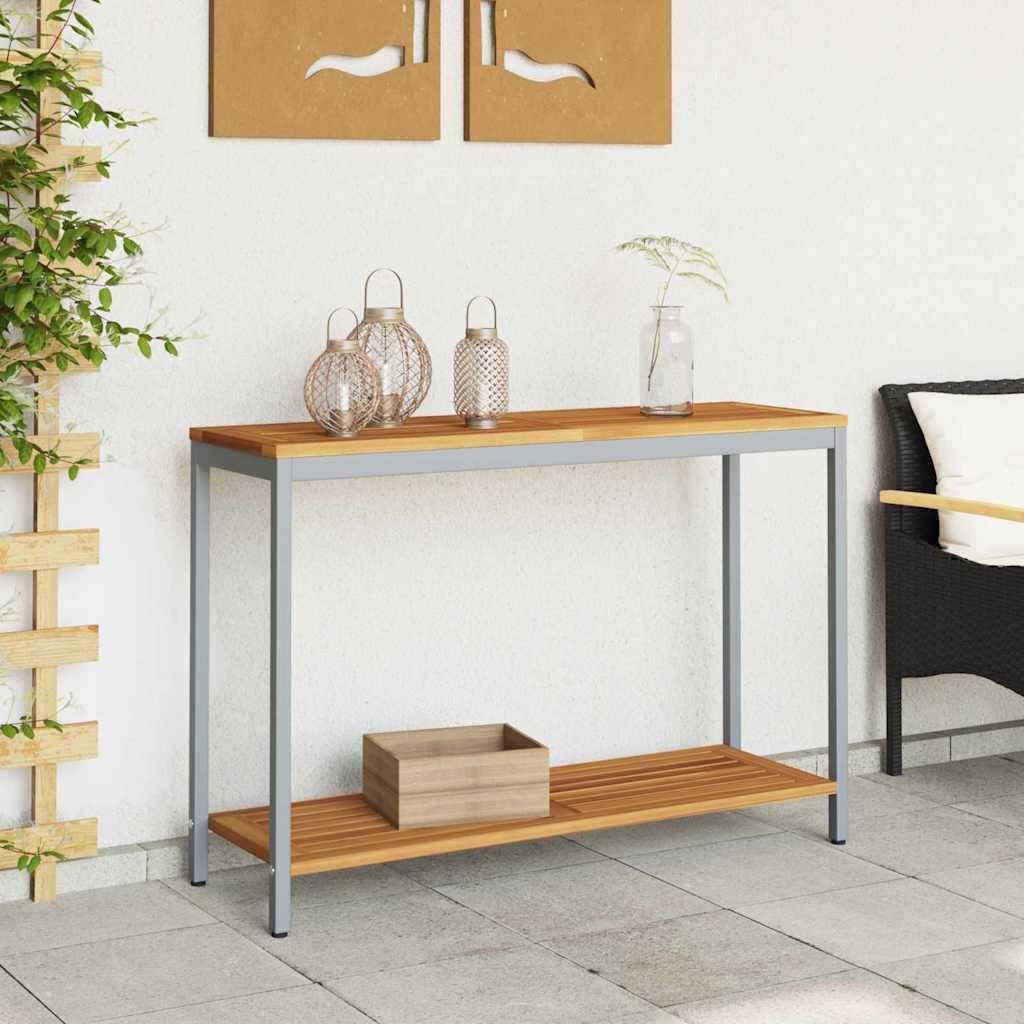 Tisch für Outdoor mit Regal Natürlich und Grau 110 x 35 x 75 cm