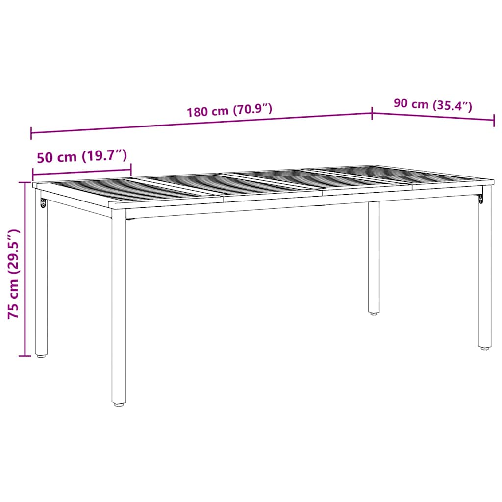 Tisch für Outdoor Natürlich und Grau 180 x 90 x 75 cm