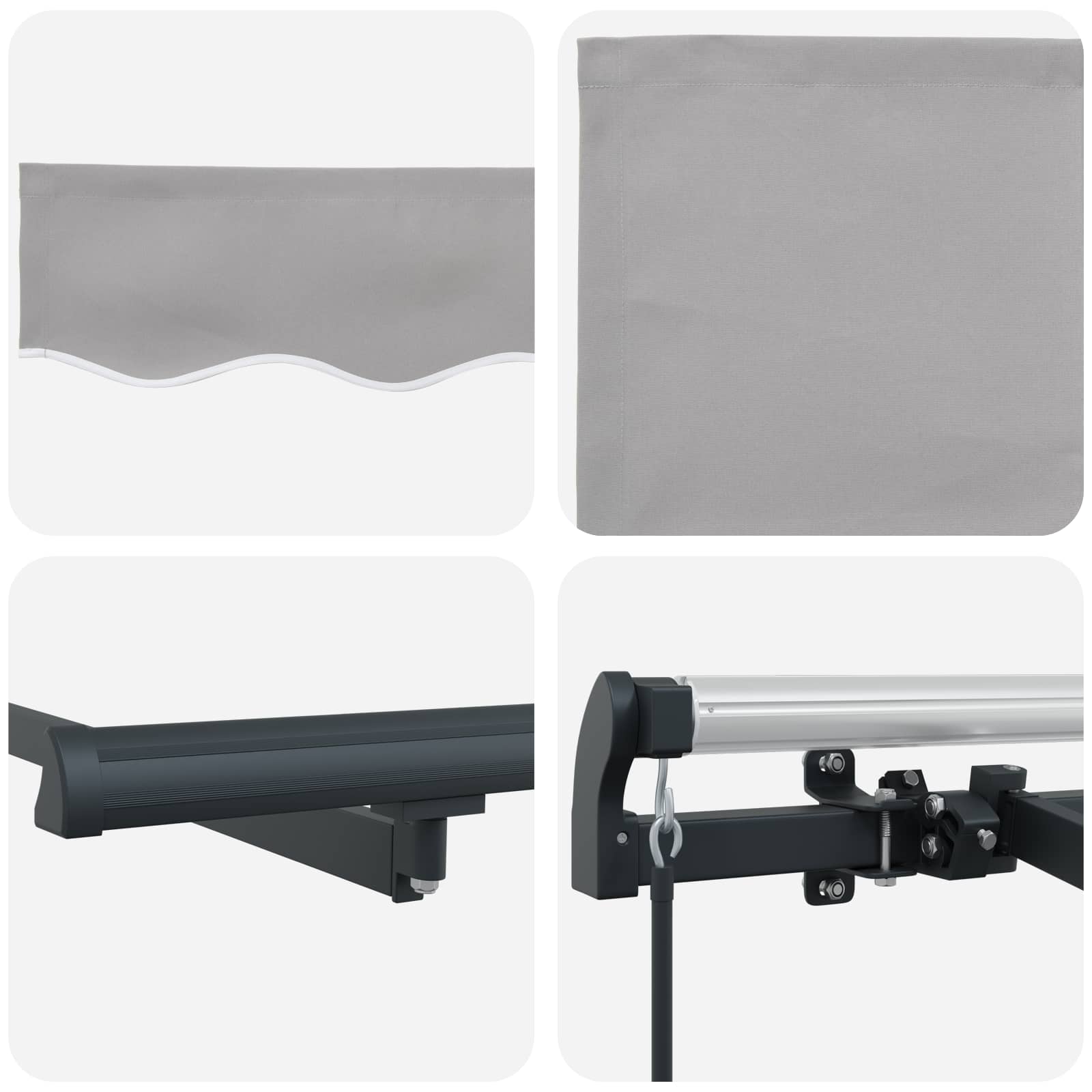 Einziehbare Markise Hellgrau 250 x 200 cm Stoff