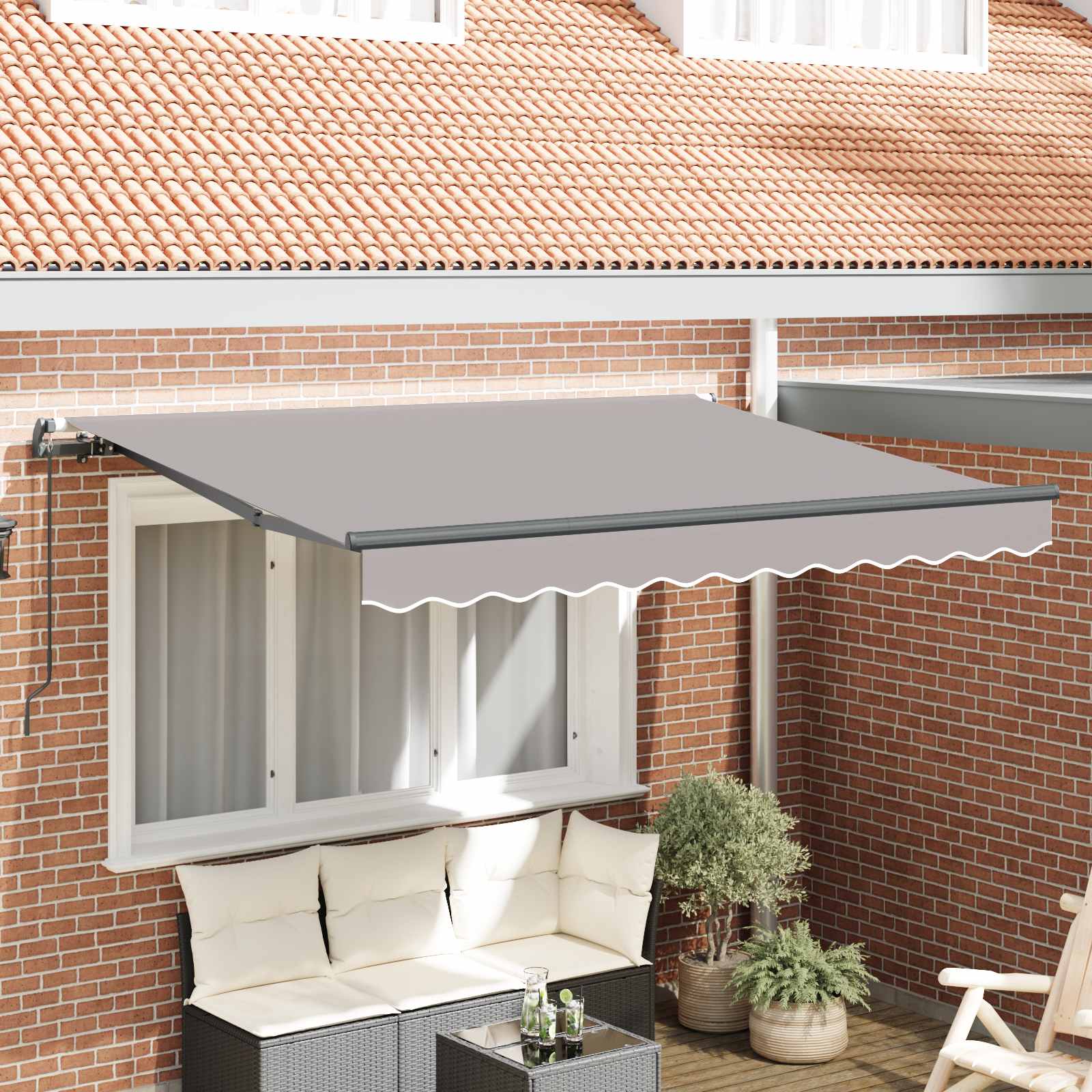 Einziehbare Markise Hellgrau 250 x 200 cm Stoff