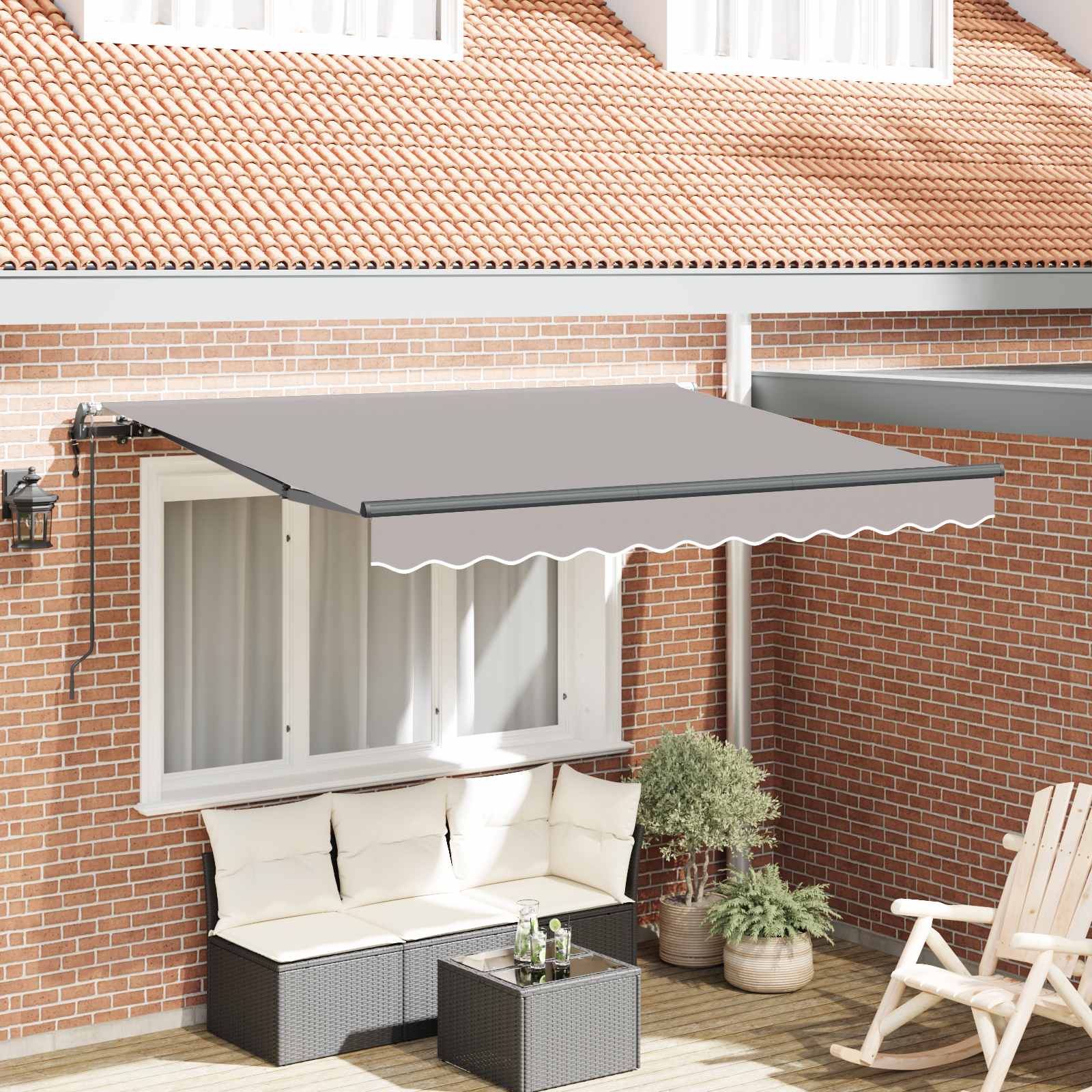 Einziehbare Markise Hellgrau 250 x 200 cm Stoff