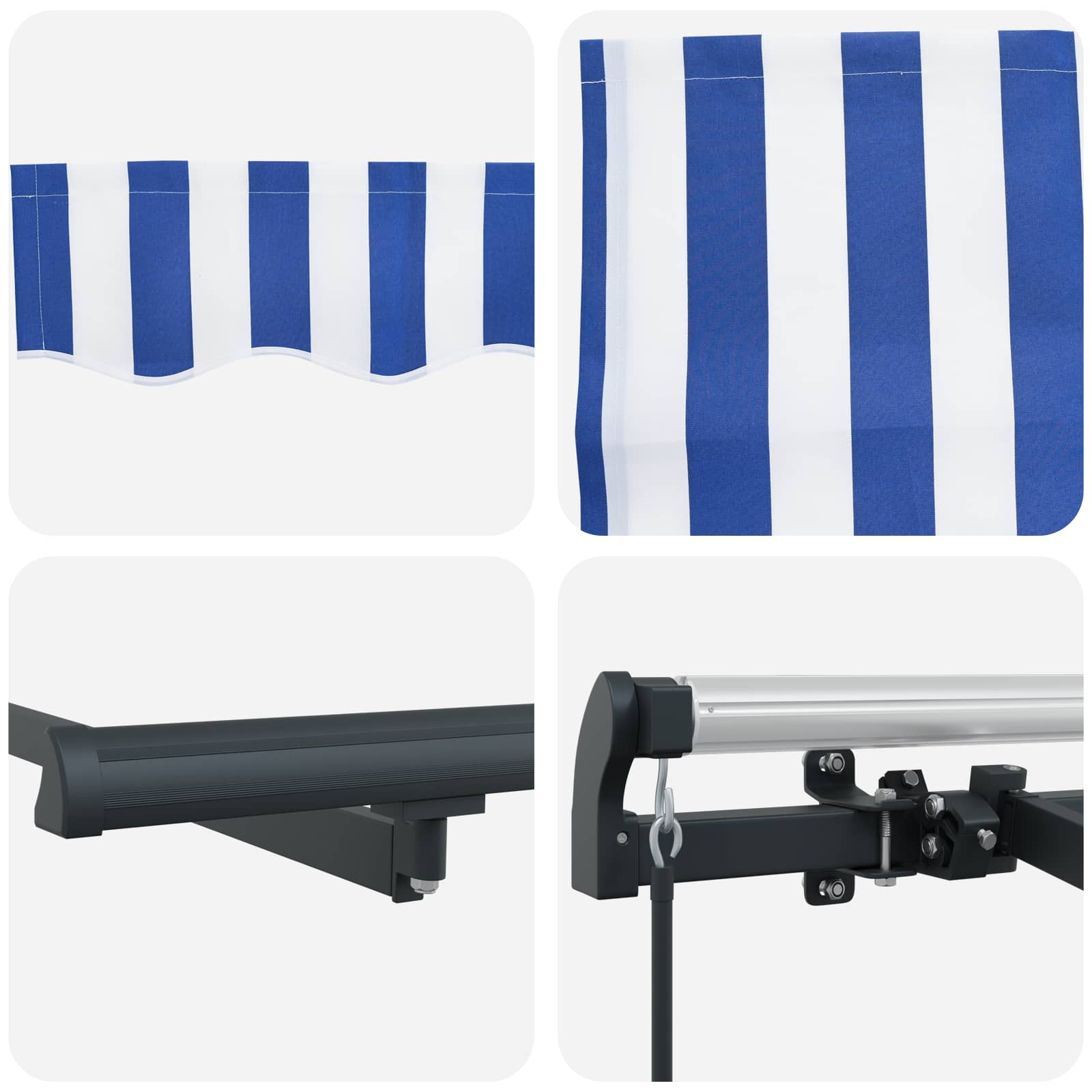 Einziehbare Markise Gestreift Blau 350 x 200 cm Stoff