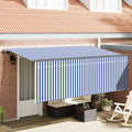 Einziehbare Markise Blau und Weiß 350 x 200 cm