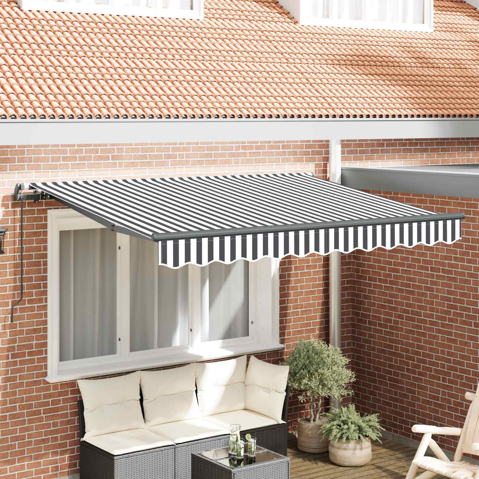 Einziehbare Markise Anthrazit 350 x 200 cm Stoff