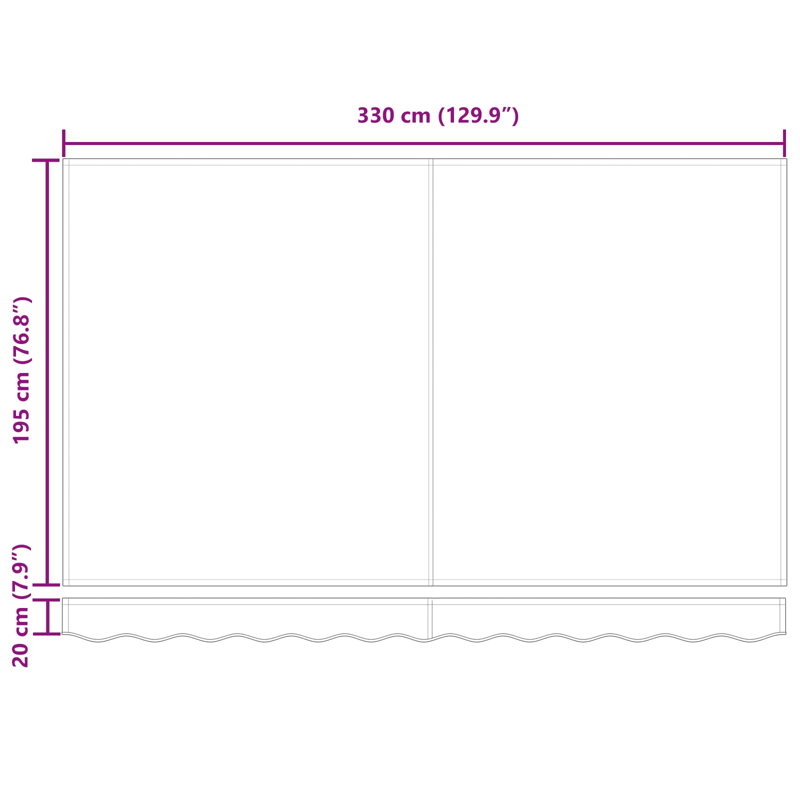Einziehbare Markise Beige 350 x 200 cm Stoff