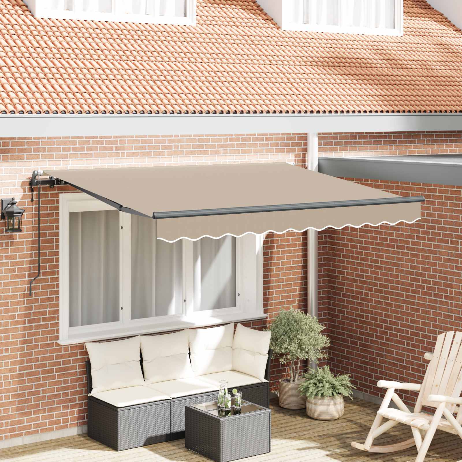 Einziehbare Markise Beige 350 x 200 cm Stoff