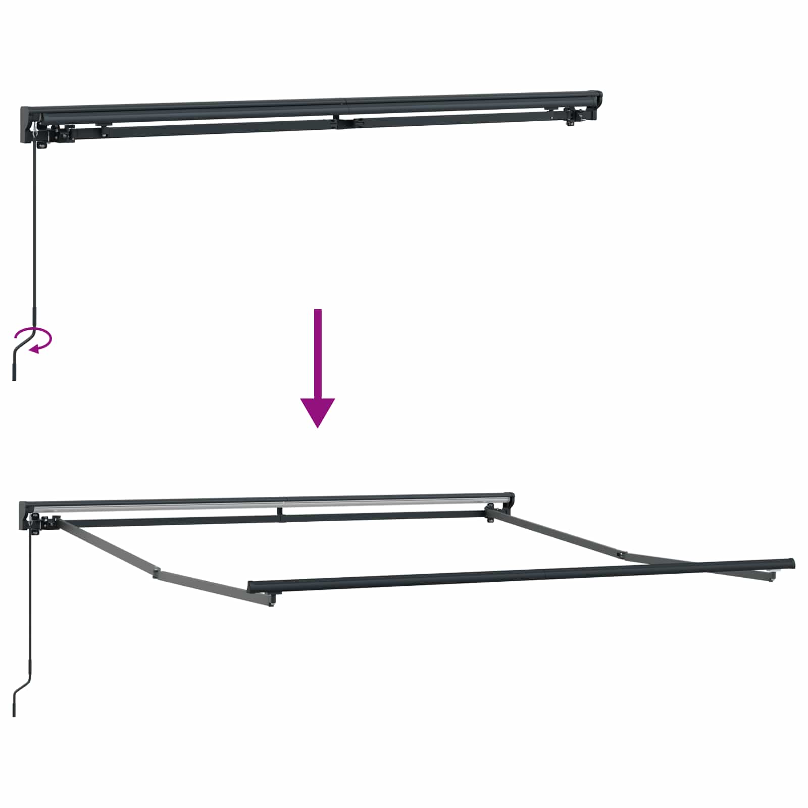 Einziehbare Markise Anthrazit 300 x 250 cm