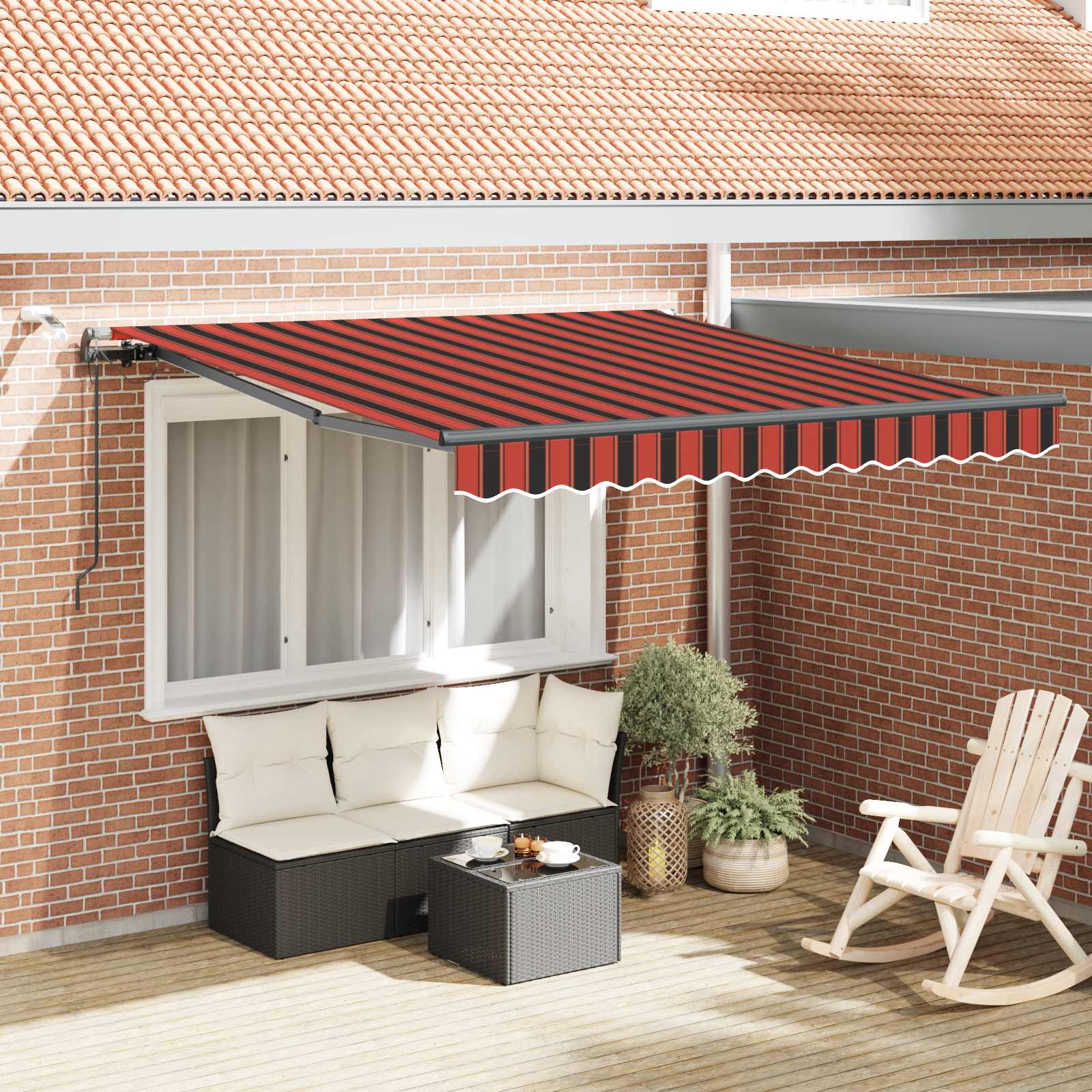 Markisenstoff Orange und Braun 300 x 250 cm Polyester