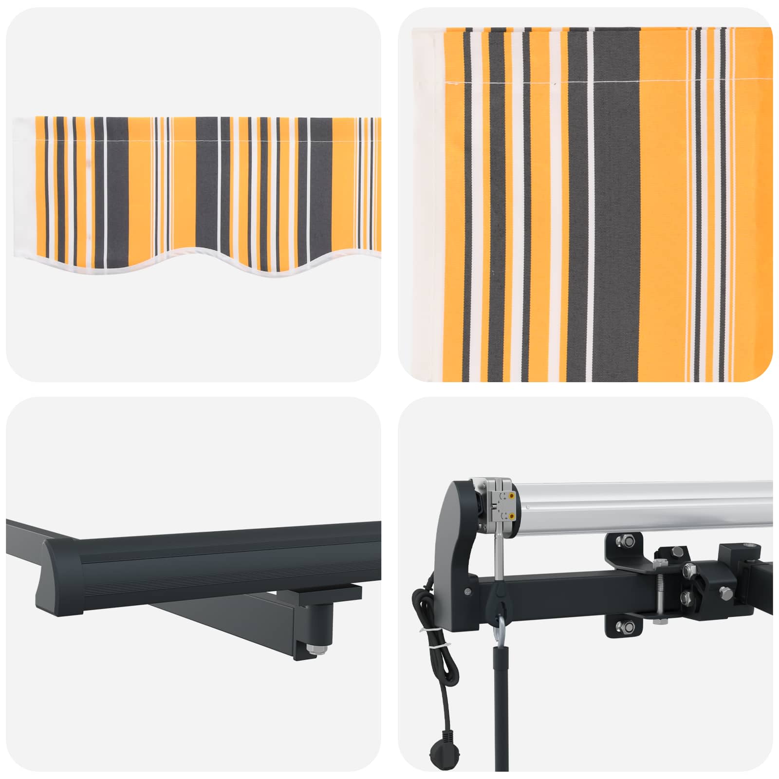 Einziehbare Markise Mehrfarbig 300 x 250 cm Stoff und Aluminium