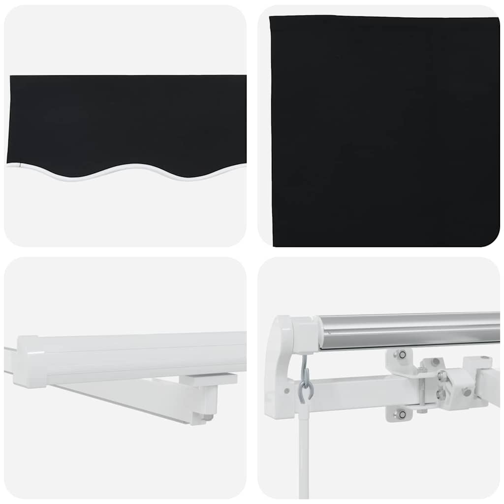 Einziehbare Markise Schwarz 300 x 250 cm Stoff und Stahl