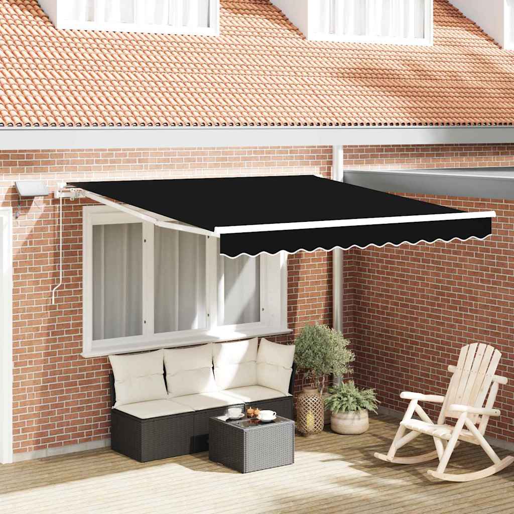 Einziehbare Markise Schwarz 300 x 250 cm Stoff und Stahl