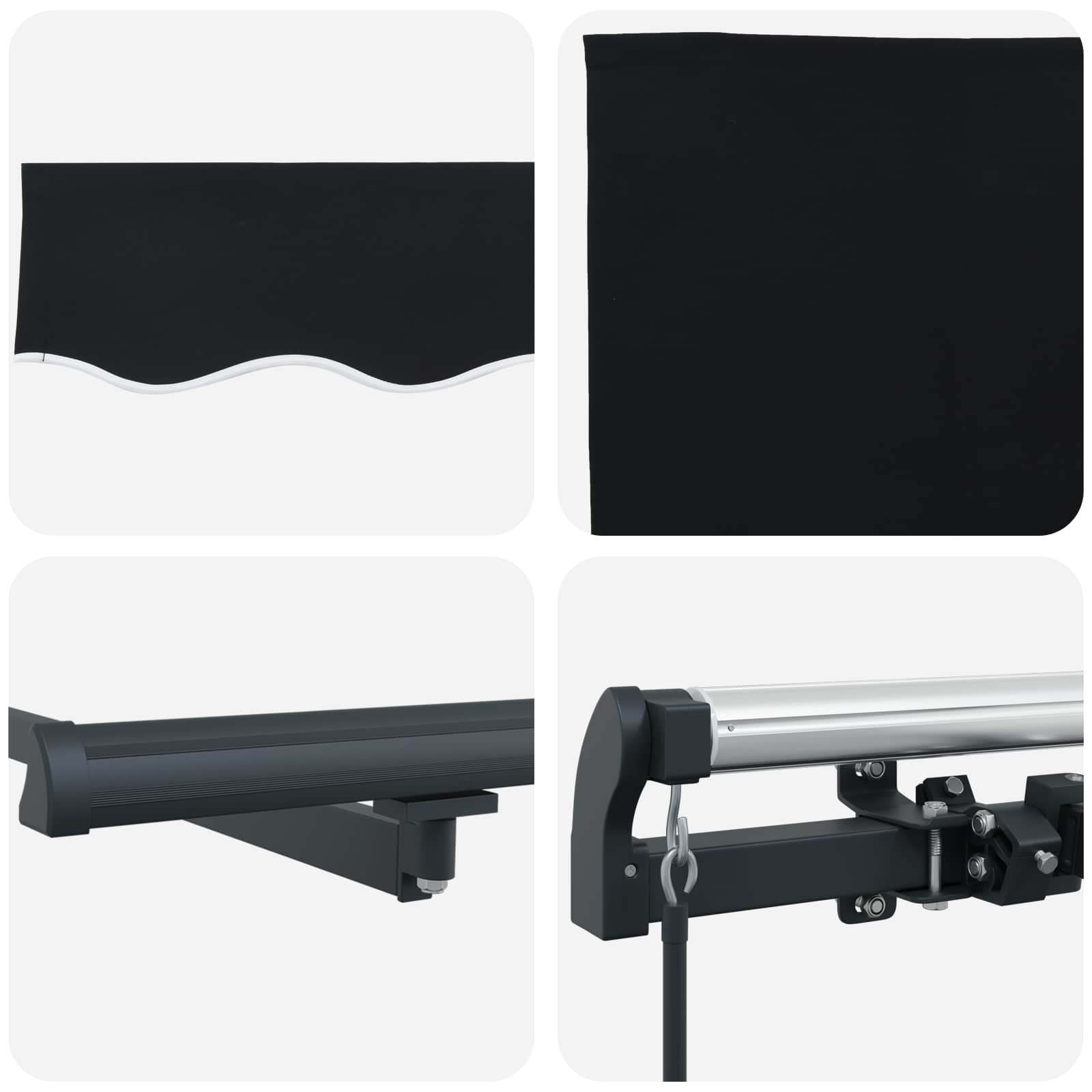 Einziehbare Markise Schwarz 300 x 250 cm Polyester und Stahl