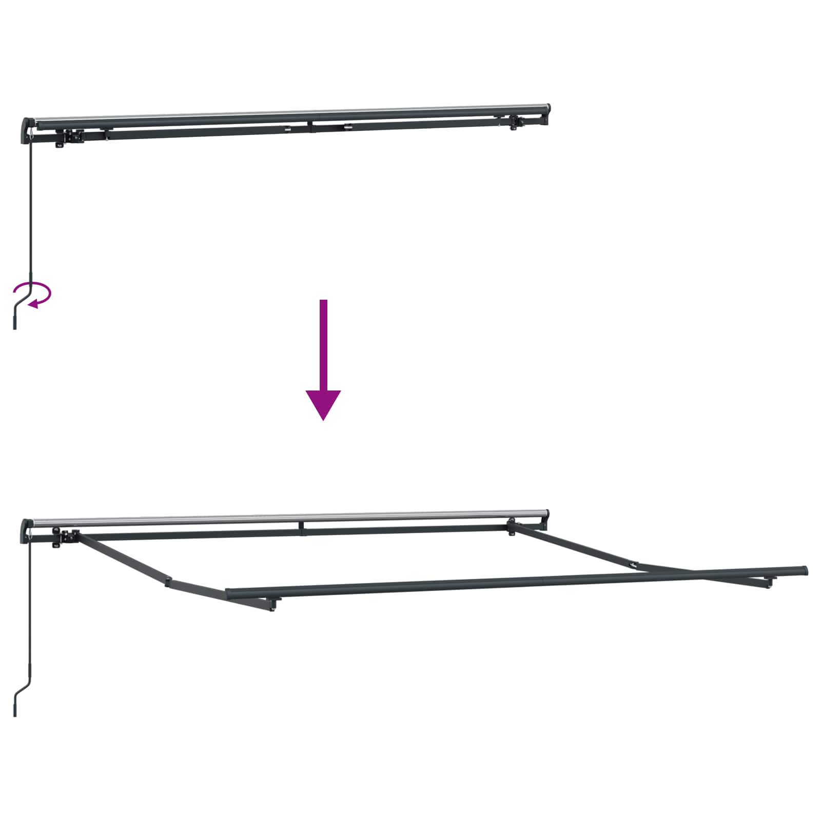 Einziehbare Markise Schwarz 300 x 250 cm Polyester und Stahl