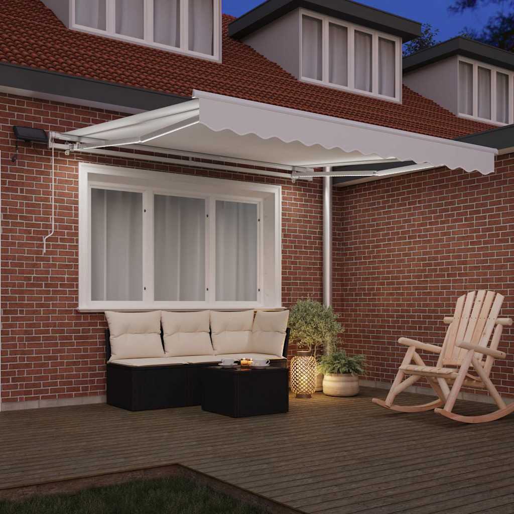Einziehbare Markise Weiß 300 x 250 cm Stoff und Stahl