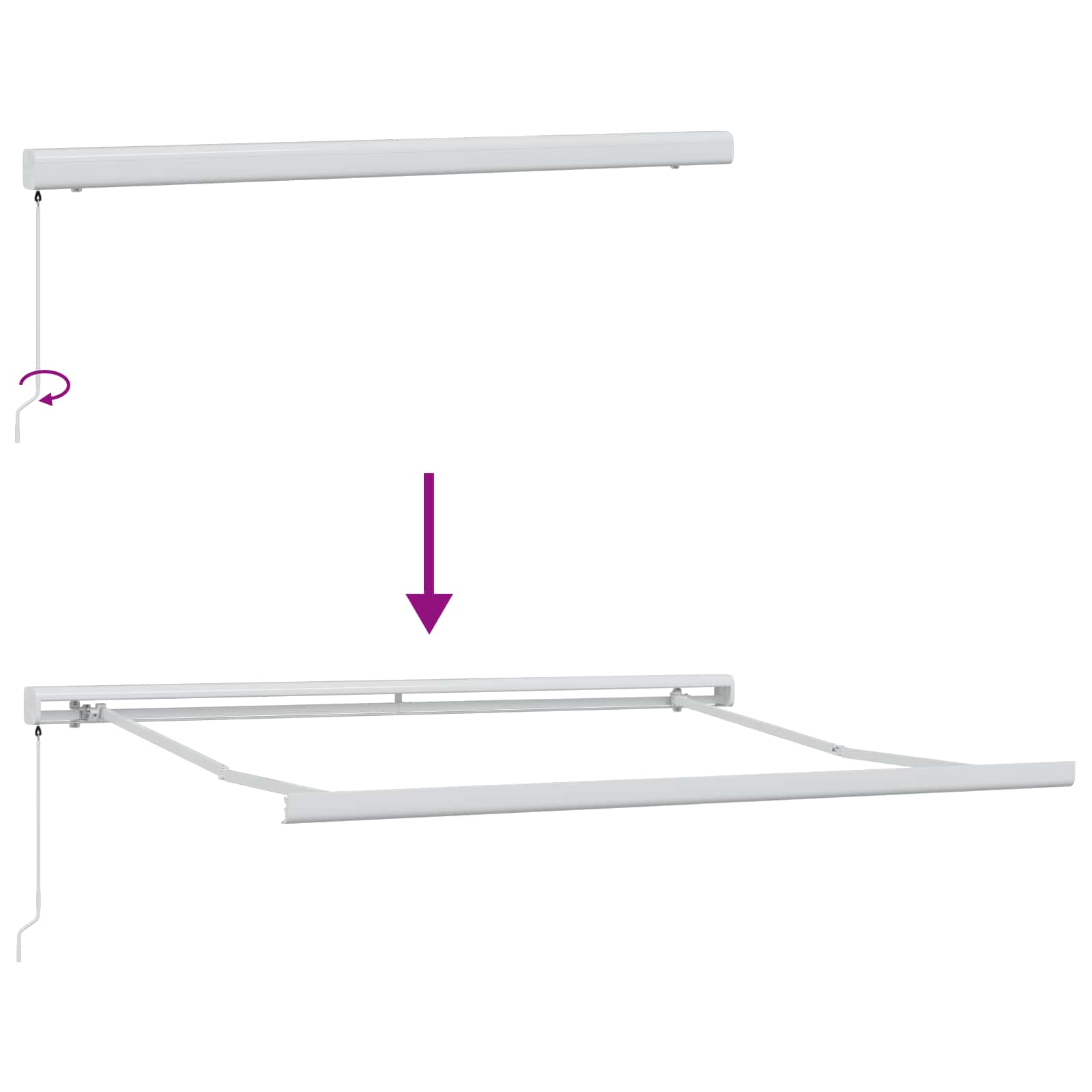 Einziehbare Markise Weiß 300 x 250 cm Stoff und Metall
