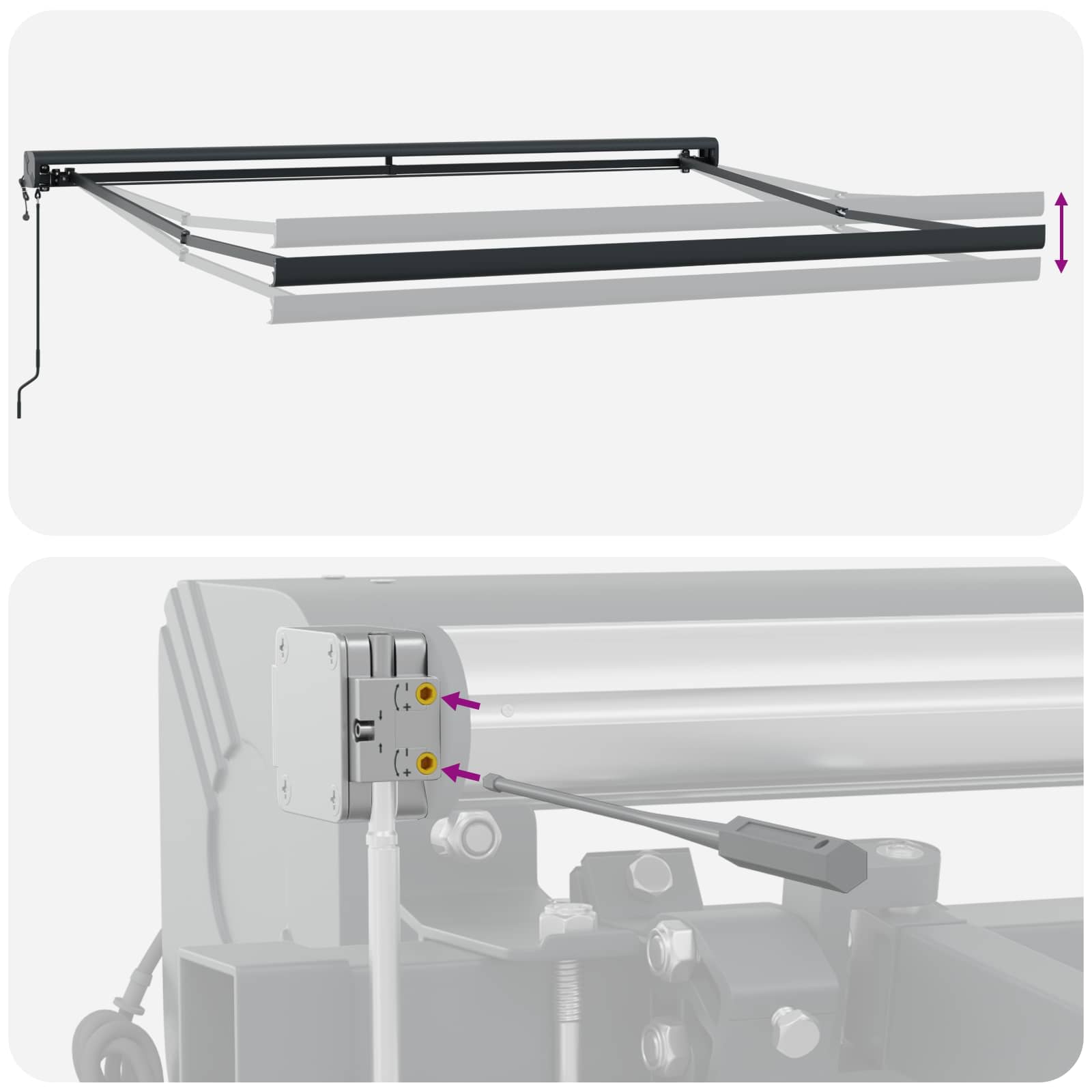 Markise Hellgrau 300 x 250 x 165 cm Polyester und Aluminium