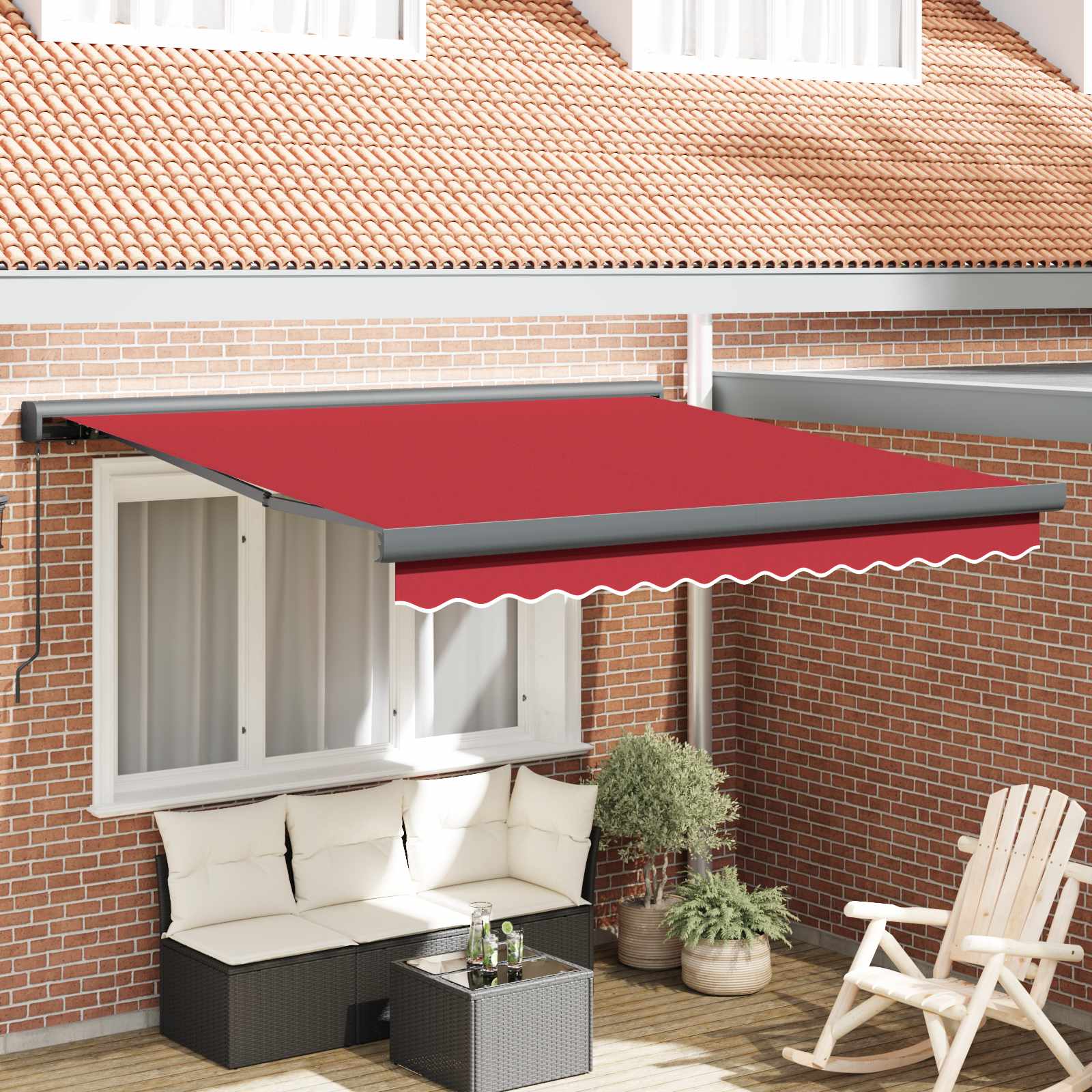 Einziehbare Markise Rot 300 x 250 cm Stoff und Metall