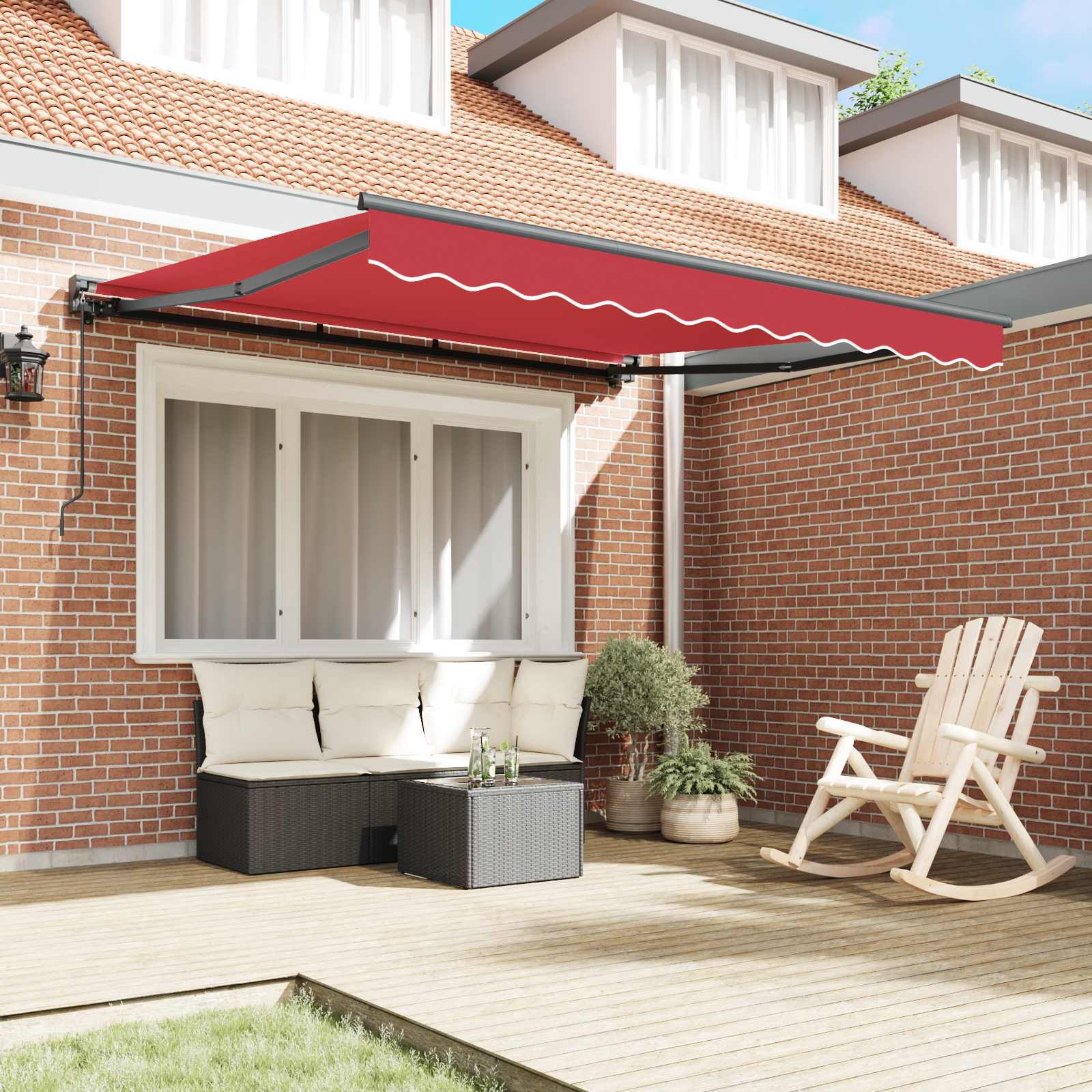 Markisenrahmen Rot 300 x 250 cm Polyester mit PU-Beschichtung