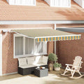 Einziehbare Markise Grün und Gelb 300 x 250 cm Stoff und Stahl