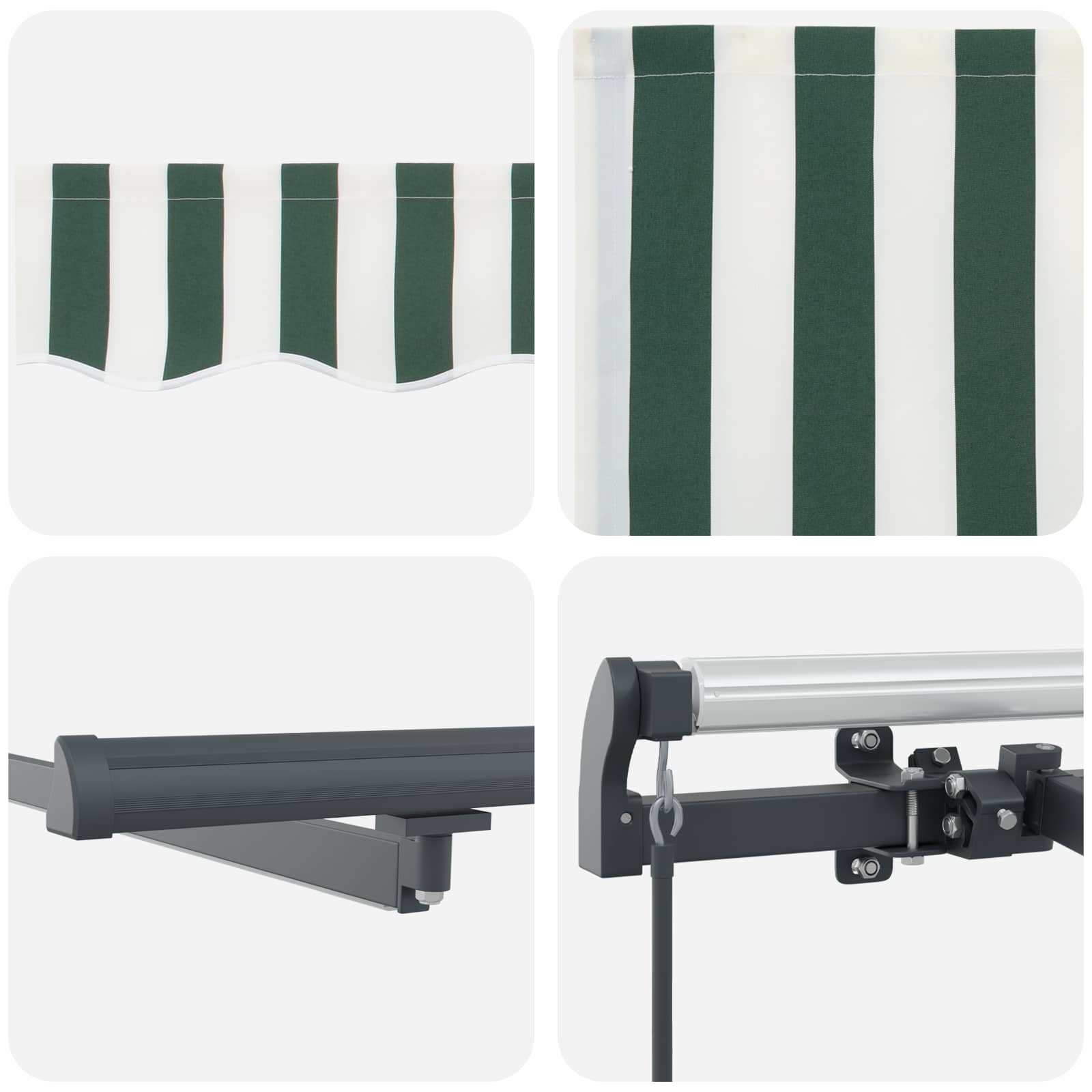 Einziehbare Markise Grün und Weiß 300 x 250 cm Stoff