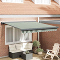 Einziehbare Markise Grün und Weiß 300 x 250 cm Stoff und Metall