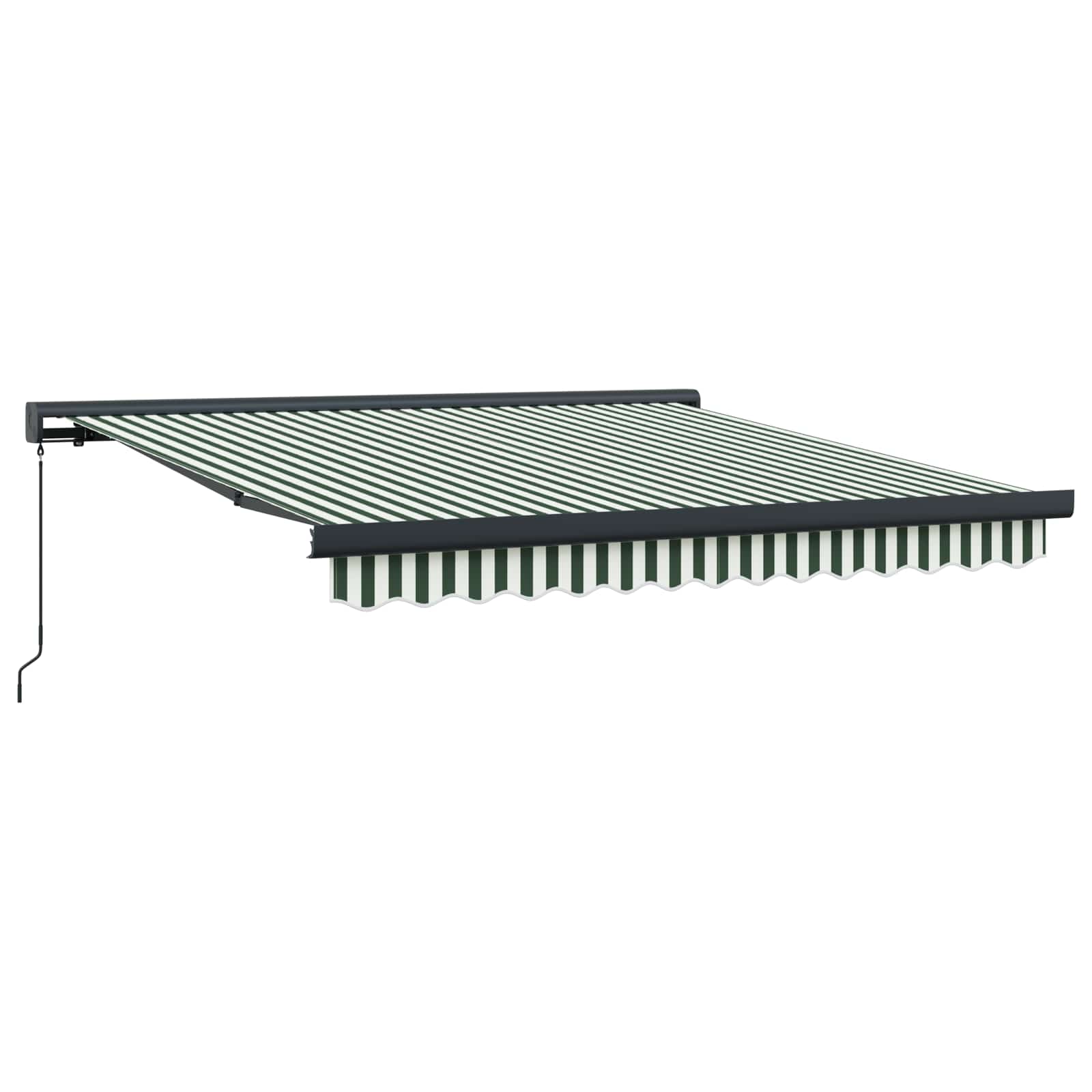 Einziehbare Markise Grün und Weiß 300 x 250 cm Stoff und Metall