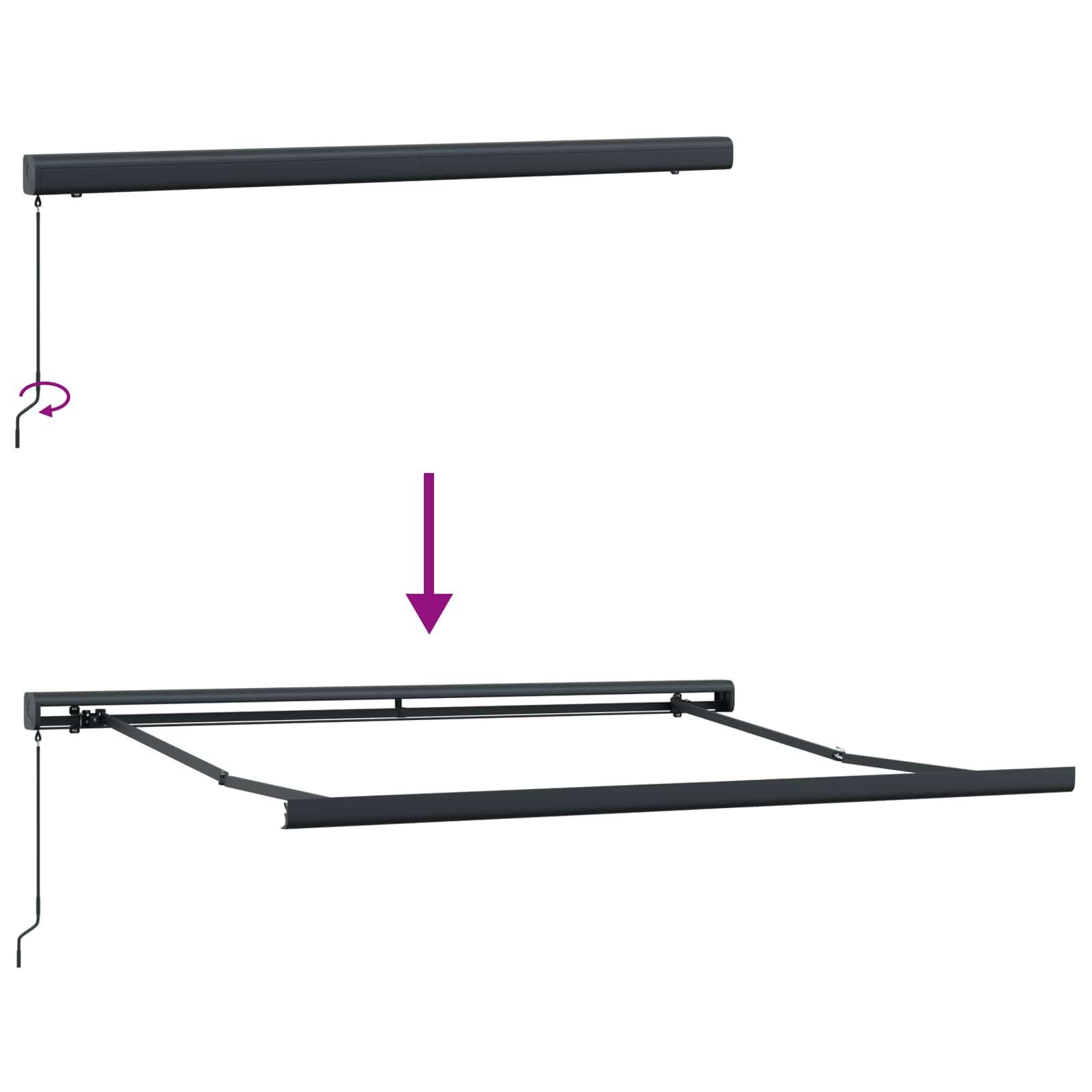 Einziehbare Markise Grün und Weiß 300 x 250 cm Stoff und Metall