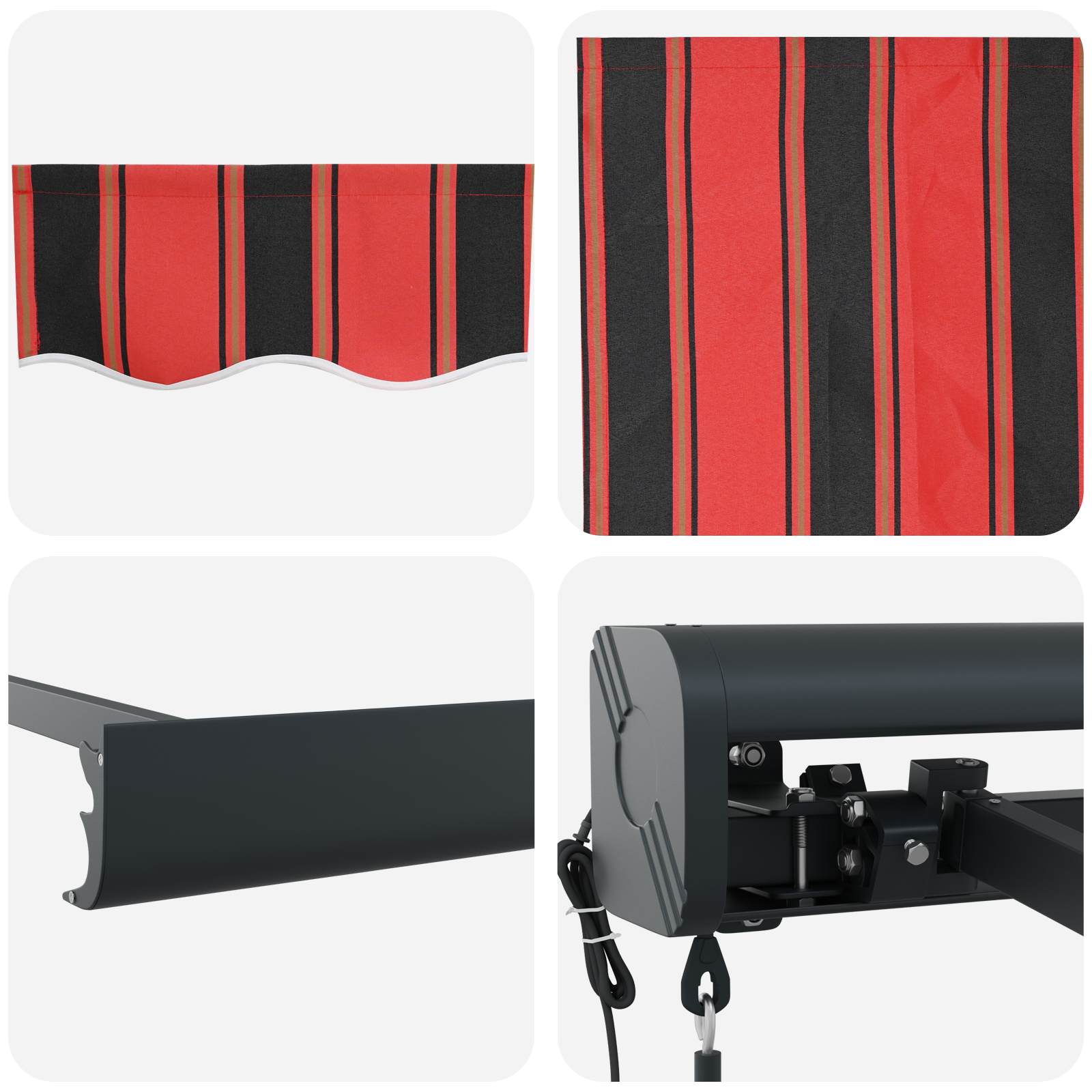 Markise Rot und Schwarz 350 x 250 x 165 cm