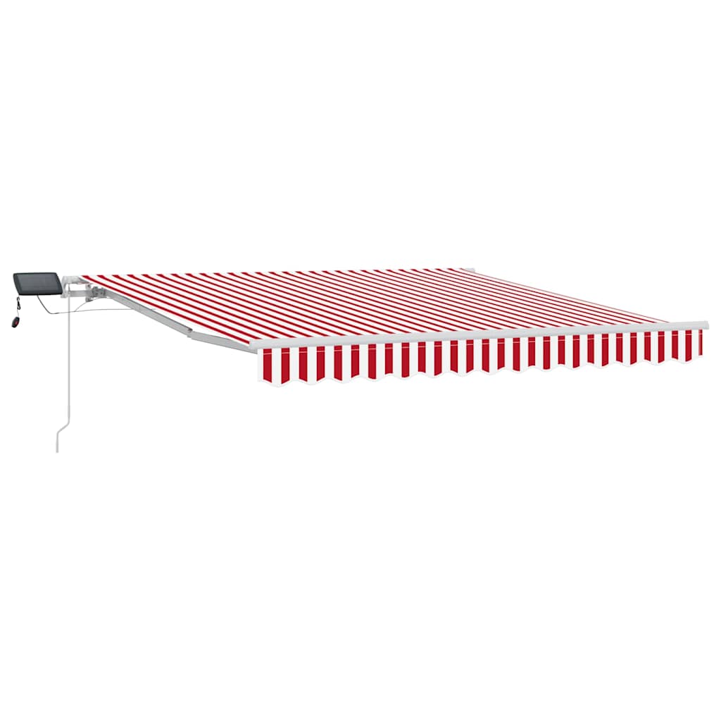 Einziehbare Markise Rot und Weiß 350 x 250 cm Stoff und Stahl