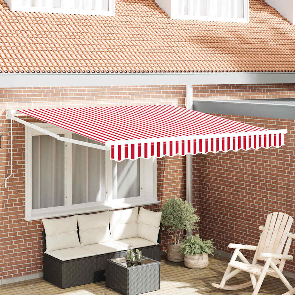 Einziehbare Markise Rot und Weiß 350 x 250 cm