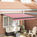 Einziehbare Markise Rot und Weiß 350 x 250 cm Stoff und Metall