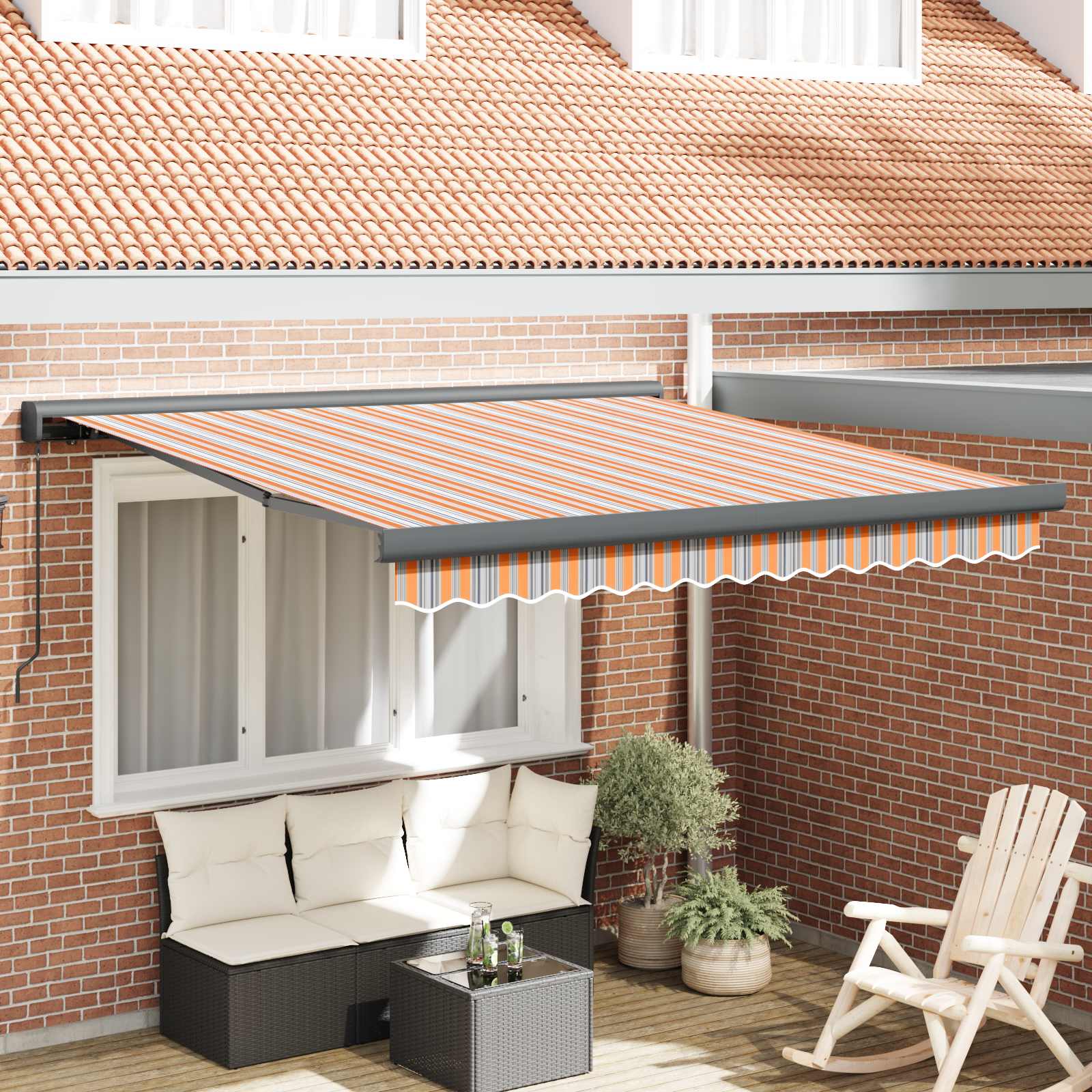 Einziehbare Markise Mehrfarbig 350 x 250 cm Stoff und Metall