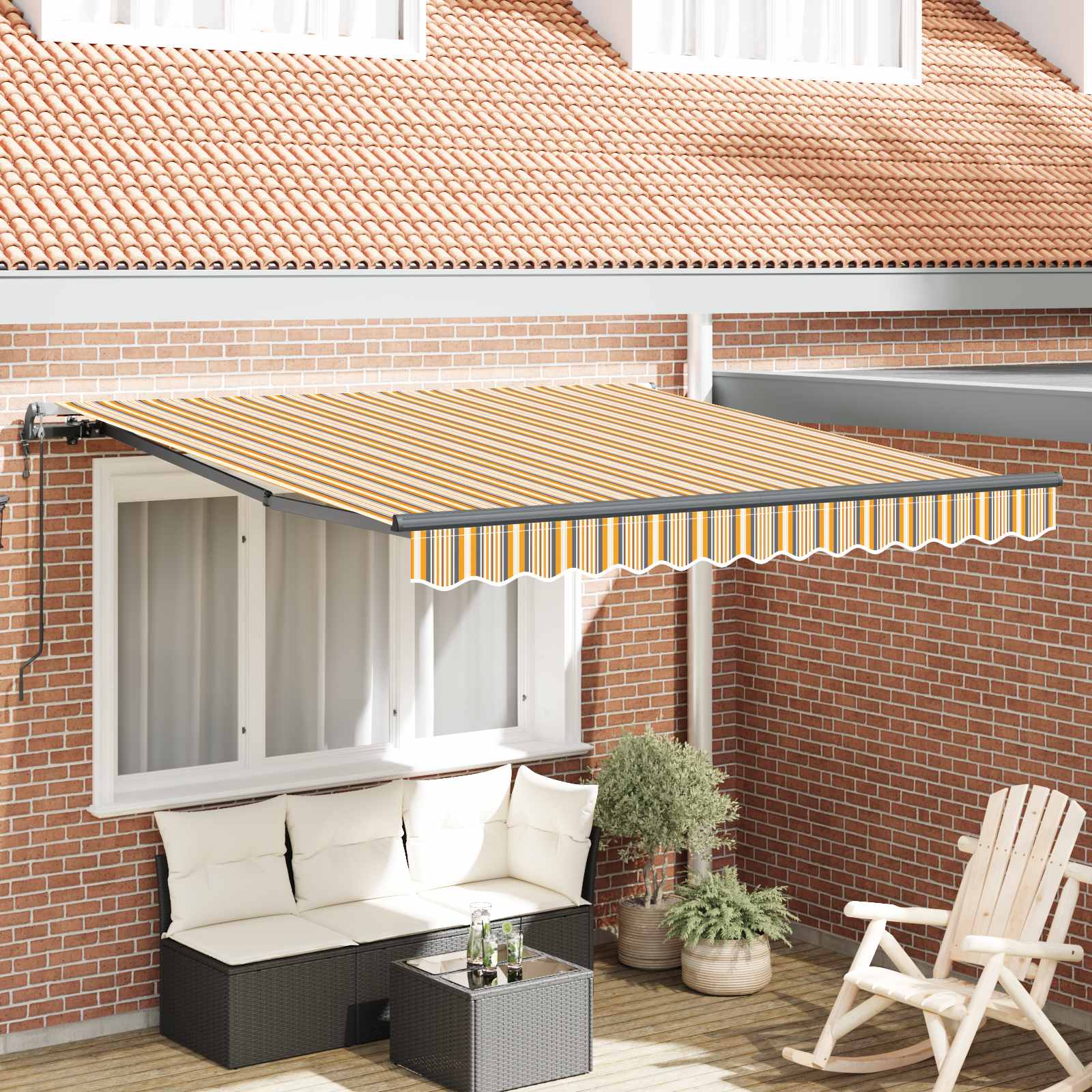 Einziehbare Markise Mehrfarbig 350 x 250 cm Stoff und Aluminium