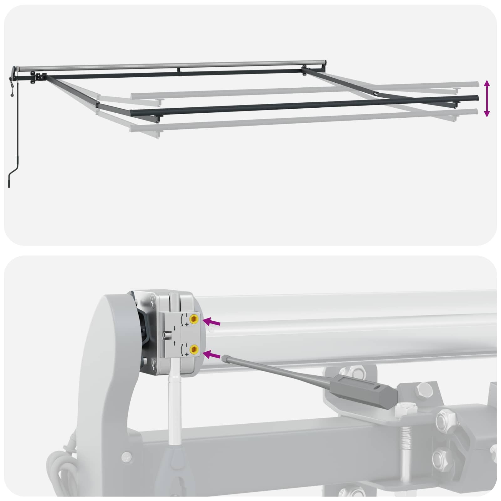 Einziehbare Markise Mehrfarbig 350 x 250 cm Stoff und Aluminium