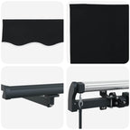 Einziehbare Markise Schwarz 350 x 250 cm Polyester und Stahl