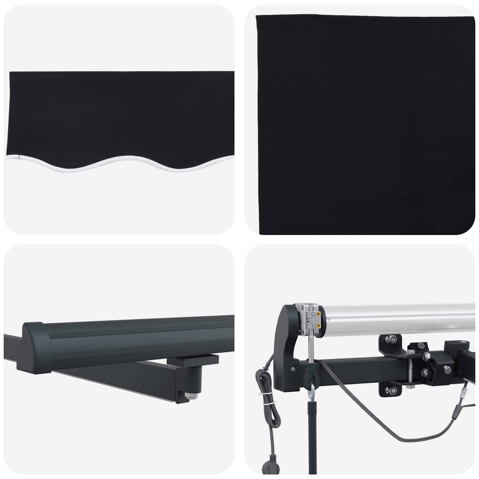 Markisenstoff Schwarz 350 x 250 cm Polyester