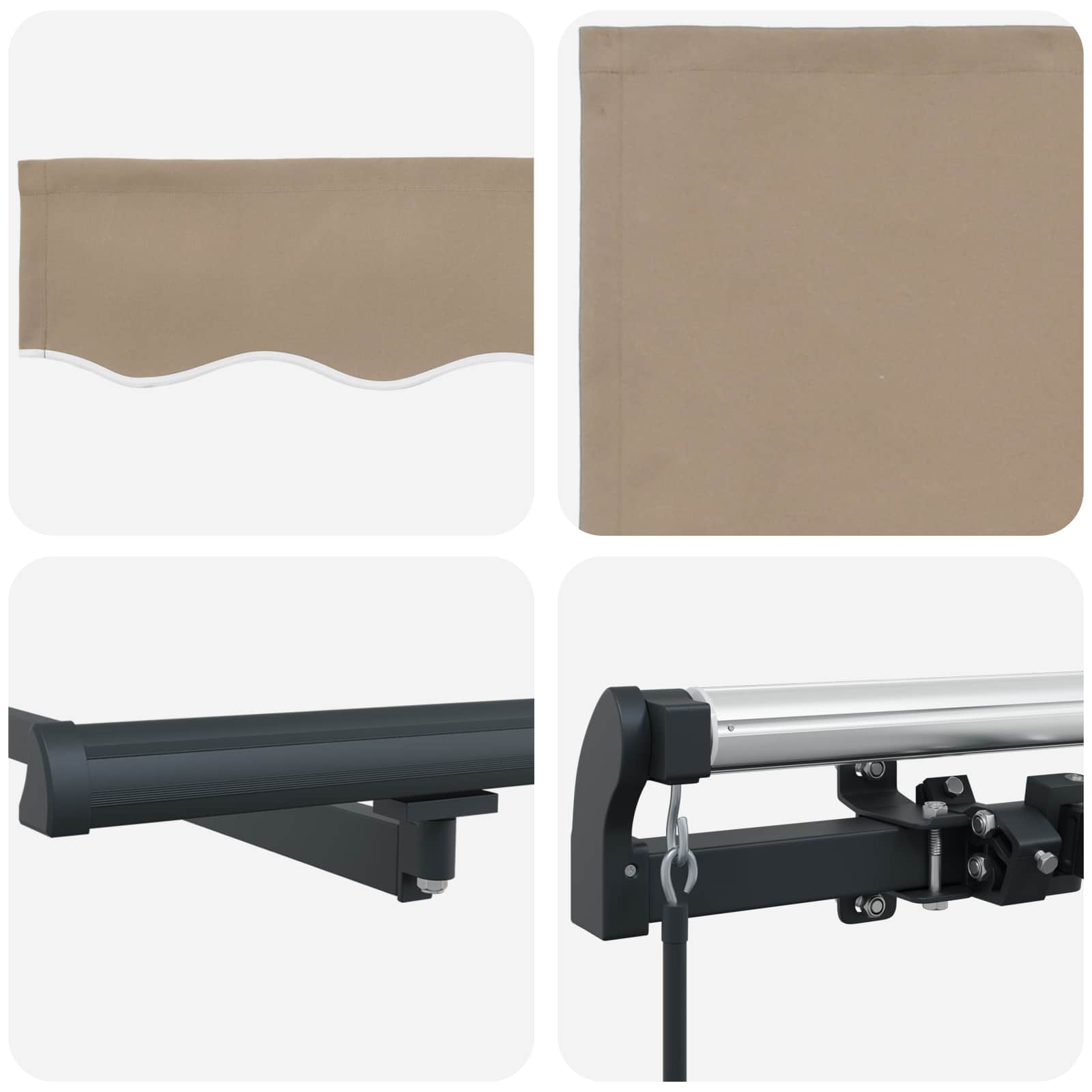 Einziehbare Markise Beige 350 x 250 cm Polyester und Stahl