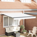 Einziehbare Markise Weiß 350 x 250 cm Stoff und Aluminium