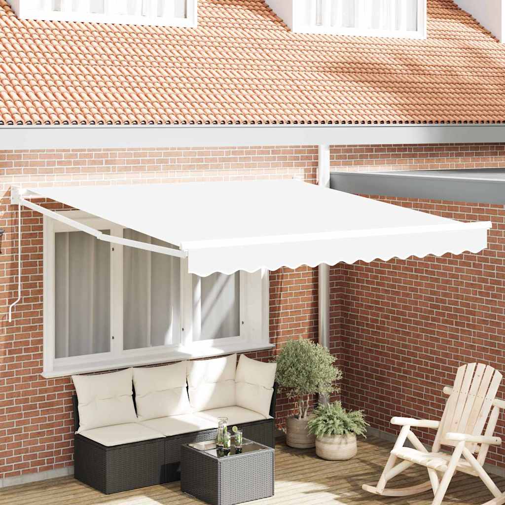 Einziehbare Markise Weiß 350 x 250 cm Polyester und Aluminium