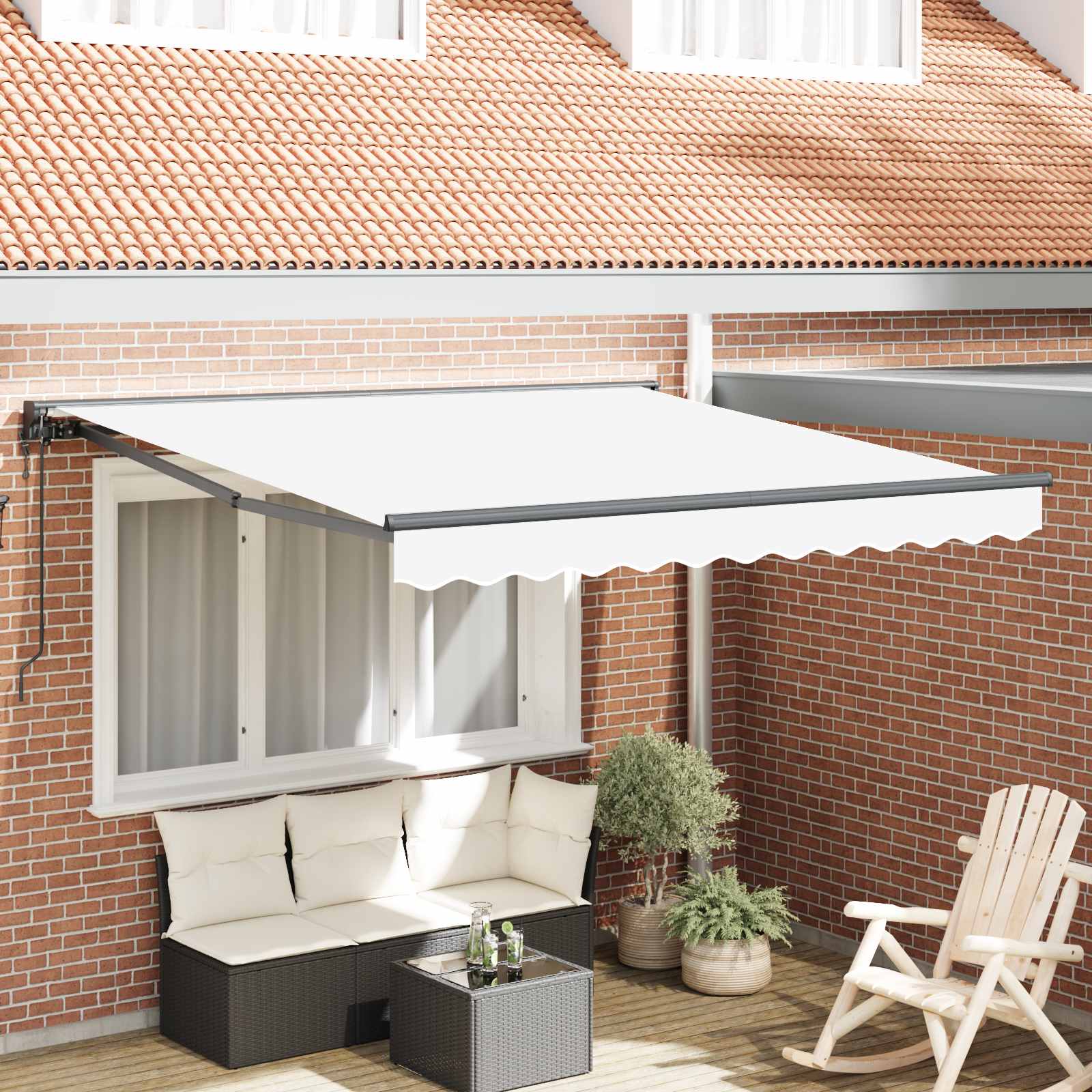 Markisenrahmen Weiß 350 x 250 cm Polyester mit PU-Beschichtung