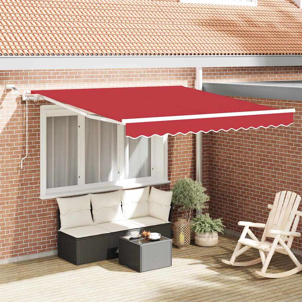 Einziehbare Markise Rot 350 x 250 cm Polyester und Metall