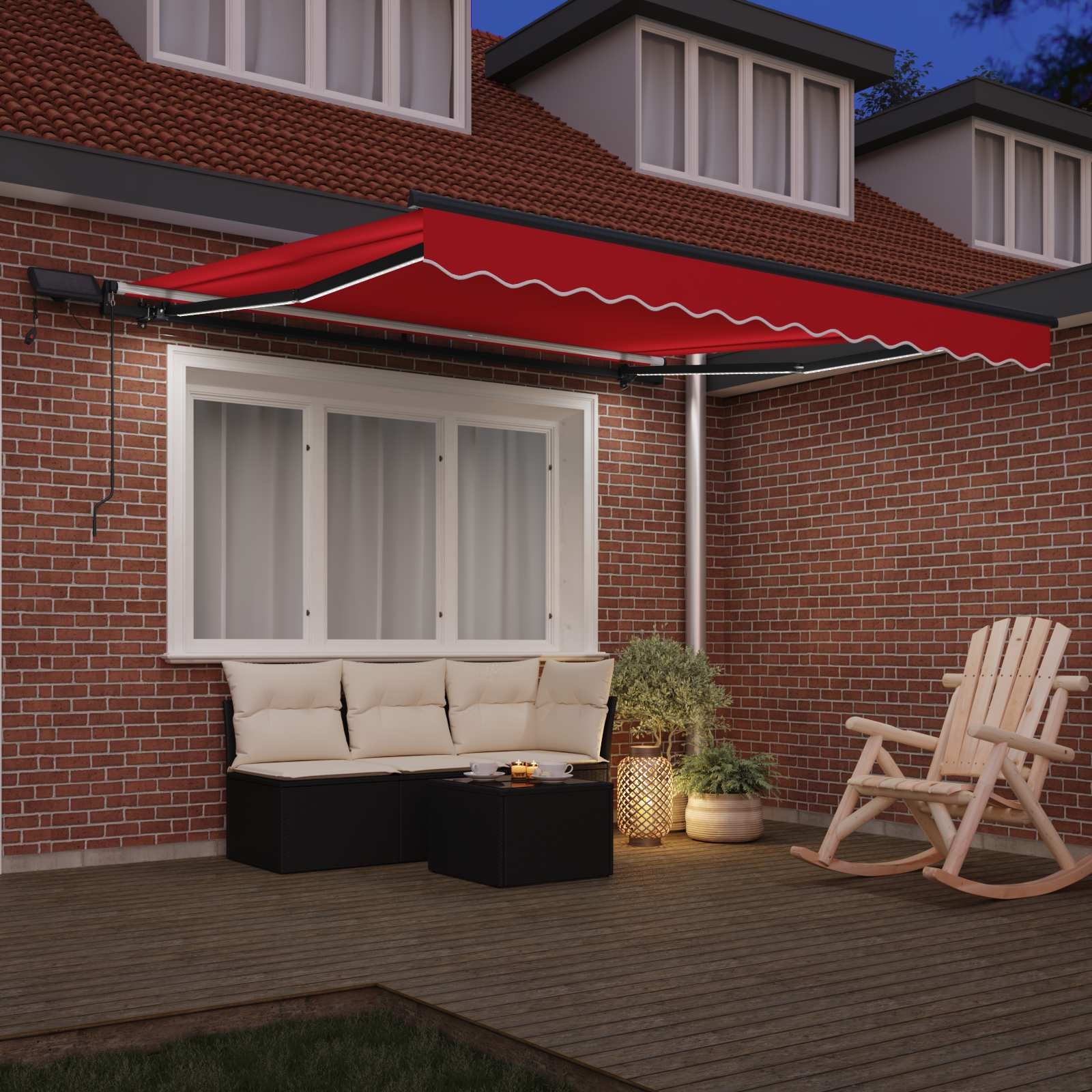 Einziehbare Markise Rot 350 x 250 cm Stoff