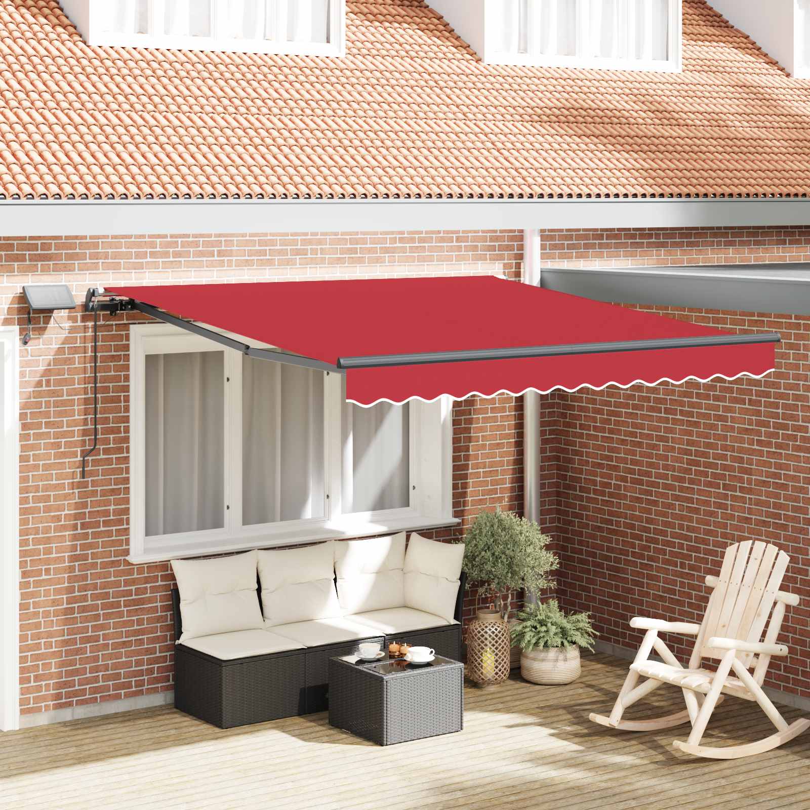 Einziehbare Markise Rot 350 x 250 cm Stoff