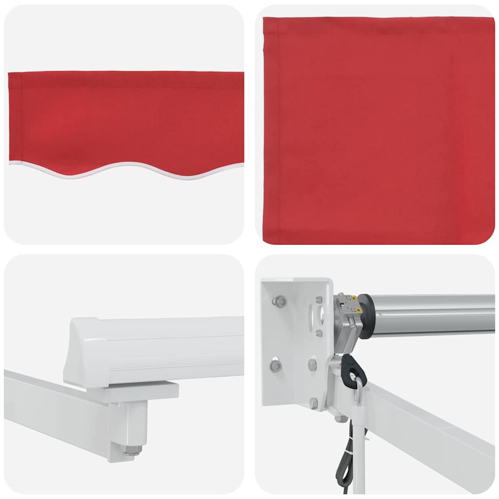 Einziehbare Markise Rot 350 x 250 cm Polyester und Aluminium