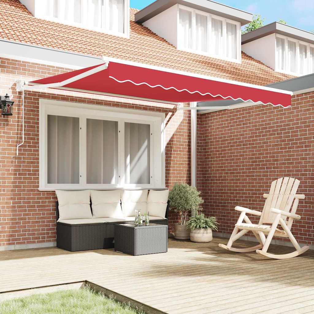Einziehbare Markise Rot 350 x 250 cm Polyester und Aluminium