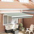 Einziehbare Markise Grün und Weiß 350 x 250 cm Stoff und Metall