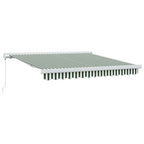 Einziehbare Markise Grün und Weiß 350 x 250 cm Stoff und Metall