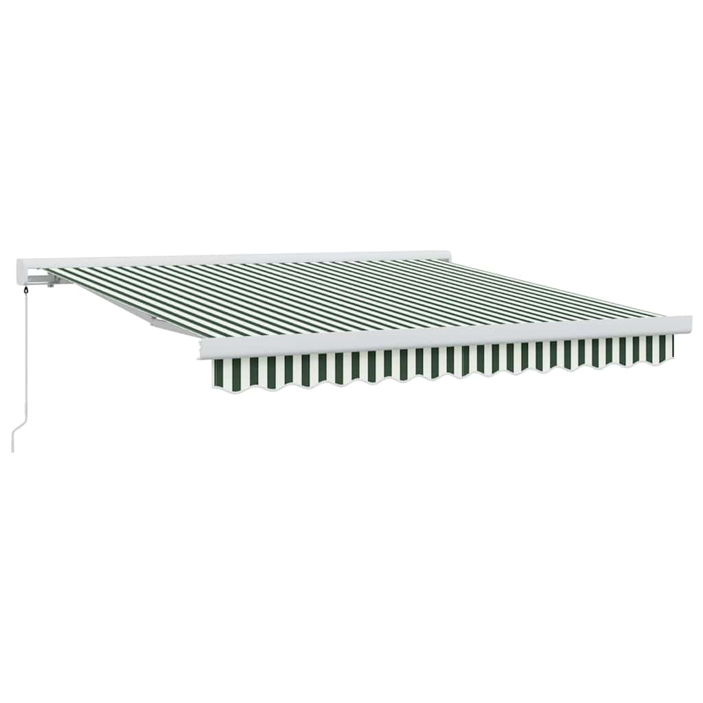 Einziehbare Markise Grün und Weiß 350 x 250 cm Stoff und Metall